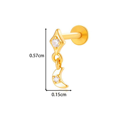 Titanium Internally Threaded  CZ Cartilage Stud – Hypoallergenic Piercing Jewelry
