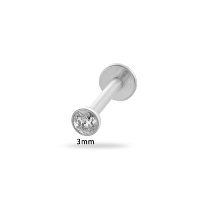 G23/F136 Titanium Body Jewelry – 3mm CZ Internal Thread Lip Stud & Ear Cartilage Piercing