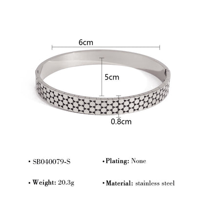 18K Gold Plated Titanium Steel Geometric Hollow Bangle Simple Fashion Bracelet Jewelry