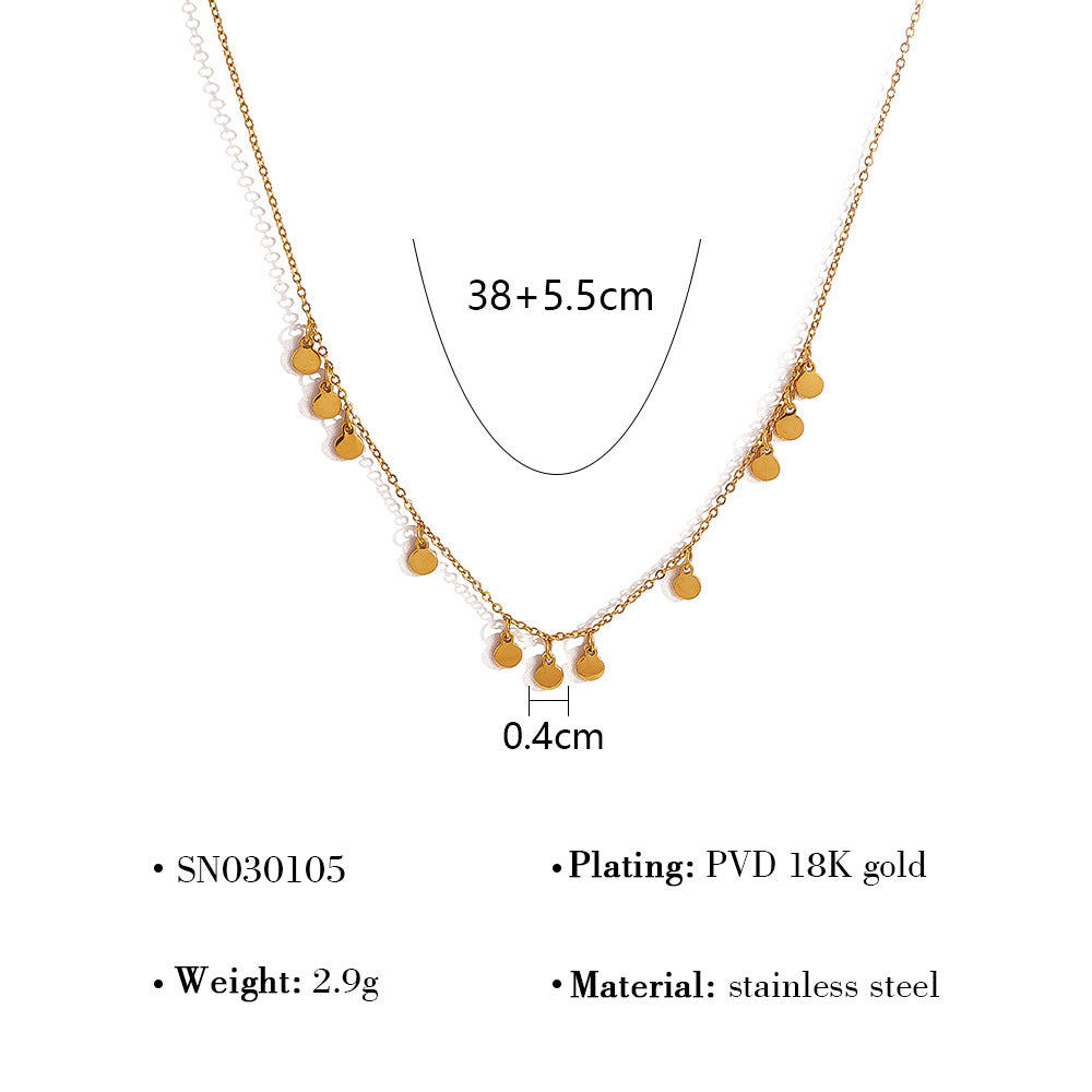 18K Gold Plated Stainless Steel Sun & Star Pendant Necklace – Minimalist Layered Crystal Jewelry for Women