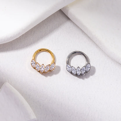 G23/F136 Titanium Zircon Piercing Hoop | 16G x 8mm, Hypoallergenic Closed Hoop for Nose & Ear Cartilage