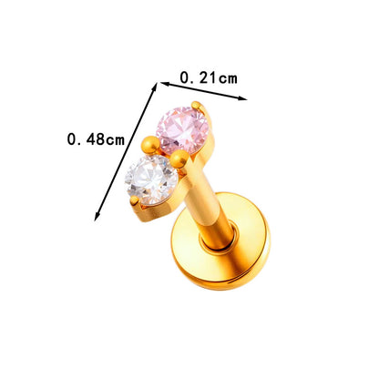 G23 Titanium Piercing with Zirconia - Flat Back Lip, Cartilage & Helix Stud | Push Pin Design
