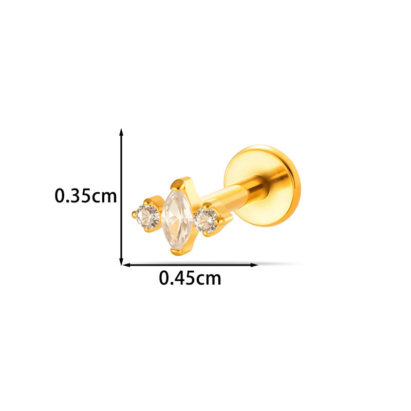 G23 F136 Titanium Geometric Flat Back Labret Stud – Internal Thread Cartilage & Lip Piercing