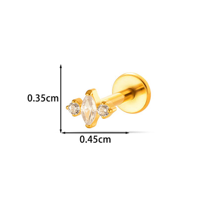 G23 F136 Titanium Geometric Flat Back Labret Stud – Internal Thread Cartilage & Lip Piercing