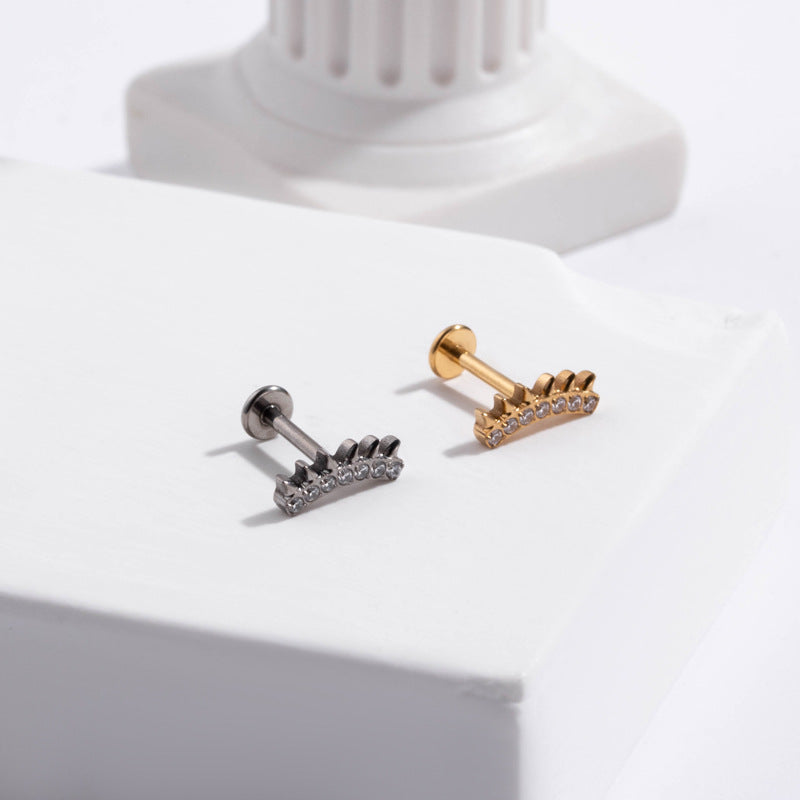 G23 Titanium Push Pin Labret Stud Hollow Flower Paw Design | Hypoallergenic Flat Back Cartilage Piercing Jewelry