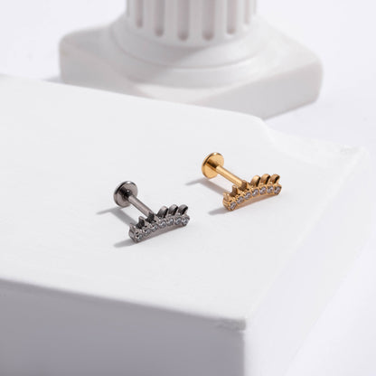 G23 Titanium Push Pin Labret Stud Hollow Flower Paw Design | Hypoallergenic Flat Back Cartilage Piercing Jewelry