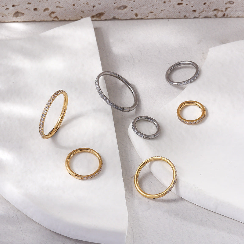 Titanium CZ Hinged Segment Ring Nose Hoop Ear Cartilage Clicker ASTM F136 16G Piercing Jewelry