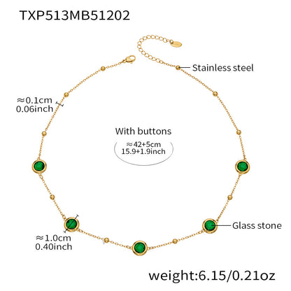 Candy Color Glass Stone Jewelry Set – Stainless Steel Necklaces, Bracelets & Earrings