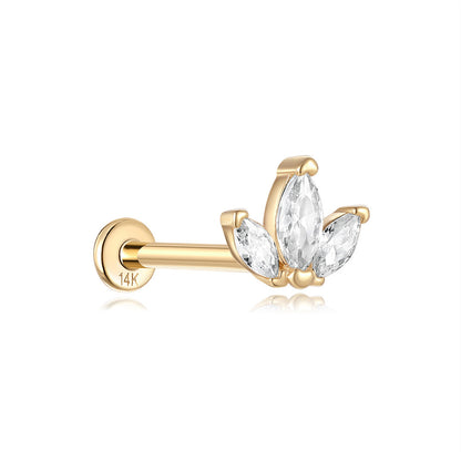 14K Gold Crown Zircon Stud Earrings – Dainty & Hypoallergenic