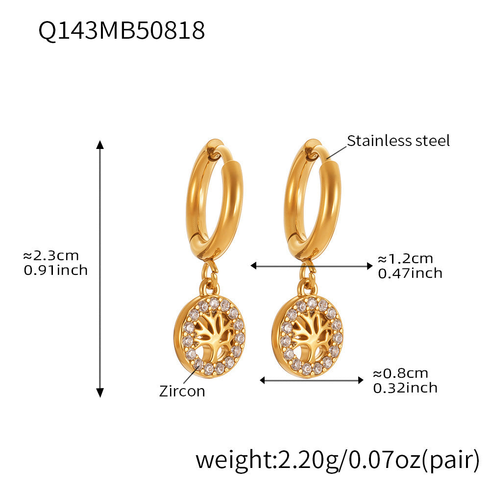 Stainless Steel Zircon Hoop Earrings Set – Creative Fashion Huggie Hoop Dangle Earrings | High-Quality Plated Jewelry