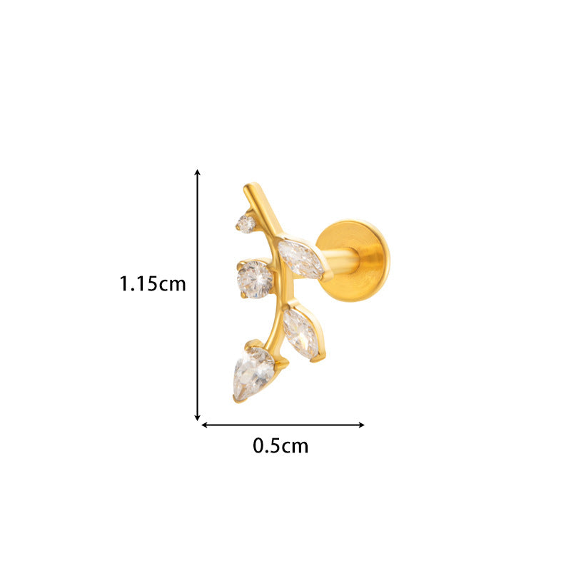 F136 Titanium Internally Threaded CZ Cartilage Stud Earrings – Flat Back Piercing Jewelry