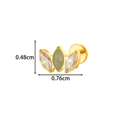 G23/F136 Titanium Marquise CZ Leaf Internal Thread Flat Back Piercing Jewelry – 7 Styles