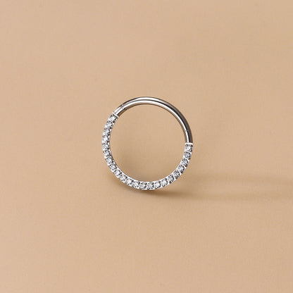 Implant Grade ASTM F136 Titanium CZ Hinged Segment Ring Nose Hoop Ear Cartilage Clicker Piercing Jewelry 16G
