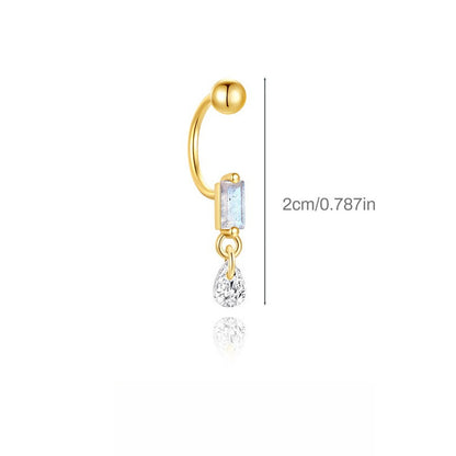 ASTM F136 C-shaped Small Stone Bead Cartilage Piercing Earrings