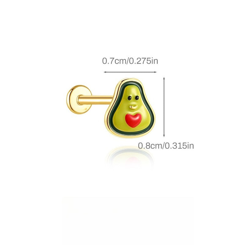ASTM F136 Cartoon Animal Enamel baby girl Flat back Threaded Cartilage Piercing Earring