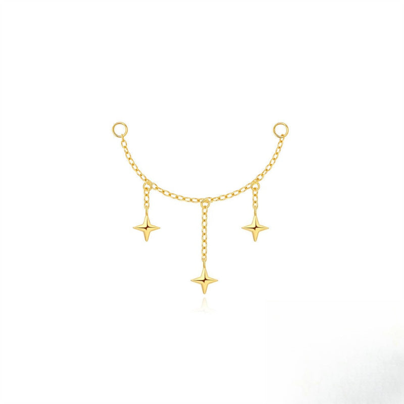 ASTM F136 Long chain rhinestones cartilage tassel dangle piercing earrings accessories