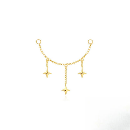 ASTM F136 Long chain rhinestones cartilage tassel dangle piercing earrings accessories