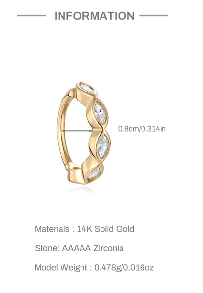 14K Gold Pea-Shaped Zircon Stud Earrings – Dainty & Elegant for Piercing Stacks