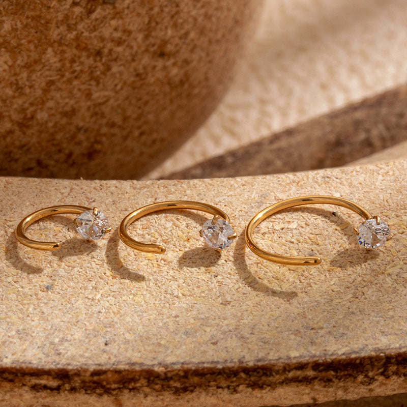 G23/F136 Titanium CZ C-Shaped Hoop Nose Ring Cartilage Earring 0.8mm – 6mm/8mm/10mm