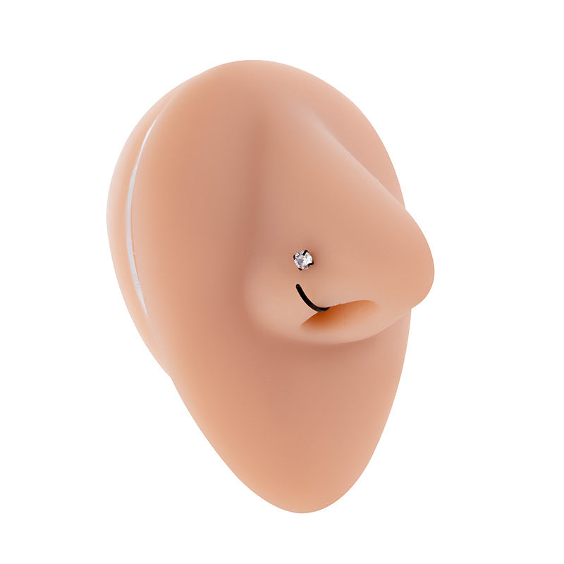 G23/F136 Titanium CZ C-Shaped Hoop Nose Ring Cartilage Earring 0.8mm – 6mm/8mm/10mm