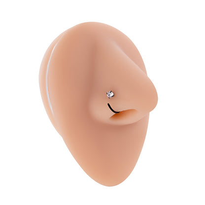 G23/F136 Titanium CZ C-Shaped Hoop Nose Ring Cartilage Earring 0.8mm – 6mm/8mm/10mm