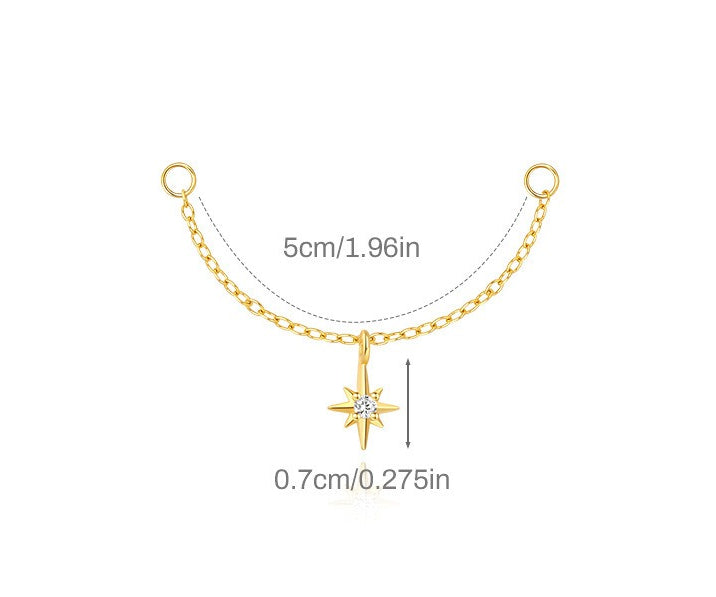 ASTM F136 Long chain rhinestones cartilage tassel dangle piercing earrings accessories