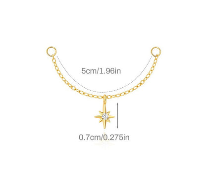 ASTM F136 Long chain rhinestones cartilage tassel dangle piercing earrings accessories