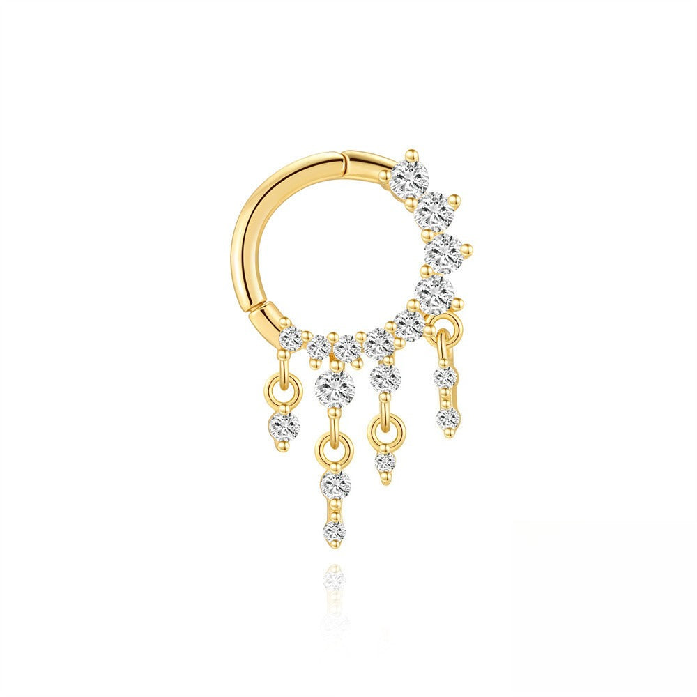 ASTM F136 Zircon Classic Tassel drop pendant Nose ring Clicker Ear Daith Piercing