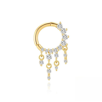 ASTM F136 Zircon Classic Tassel drop pendant Nose ring Clicker Ear Daith Piercing