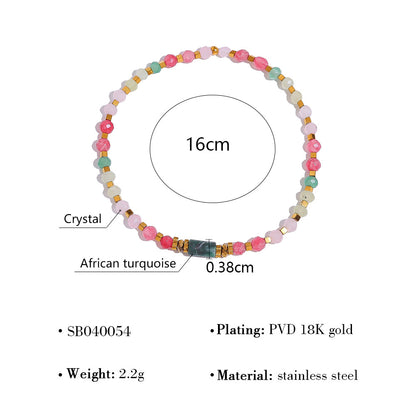 Stainless Steel Beaded Bracelet with Turquoise & Crystal – Minimalist Colorful Jewelry for Women | WANTI Jewelry