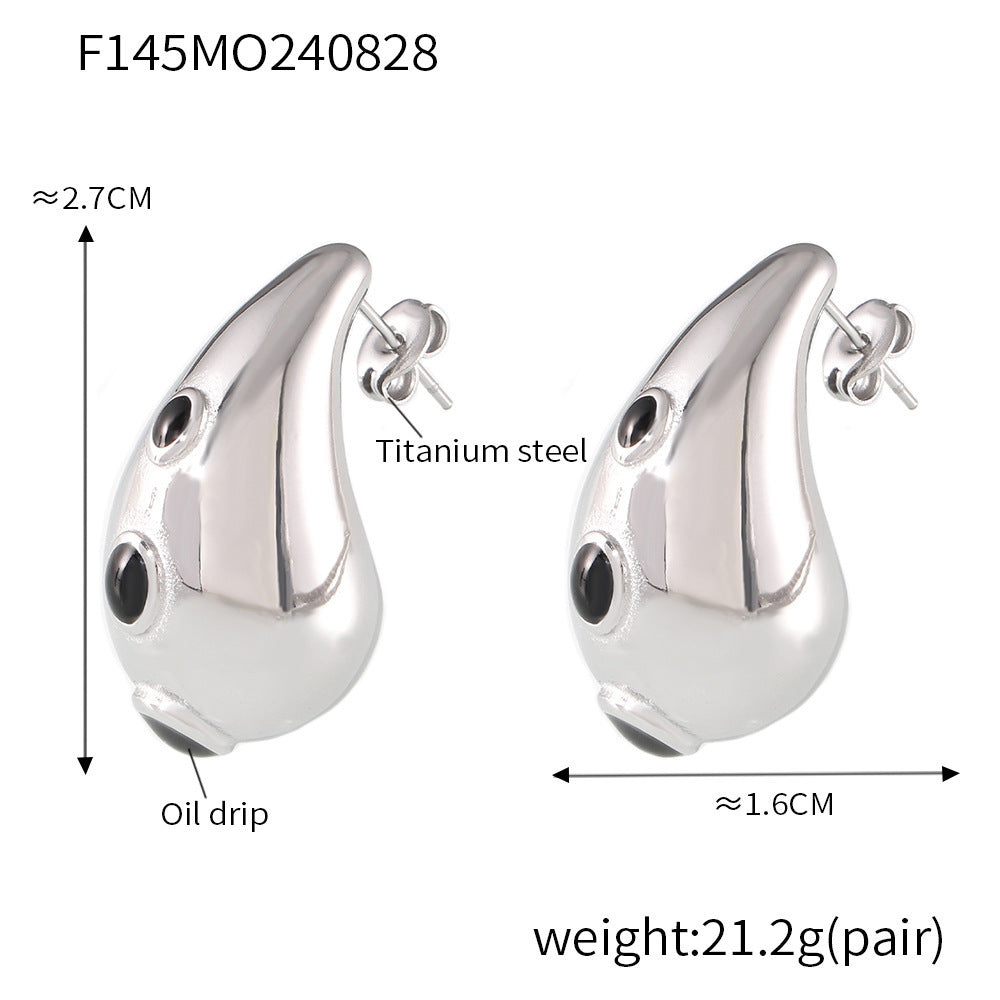 Elegant Teardrop Zircon Earrings – Stainless Steel Enamel, Pearl & Rhinestone Collection | Hypoallergenic Fashion Jewelry