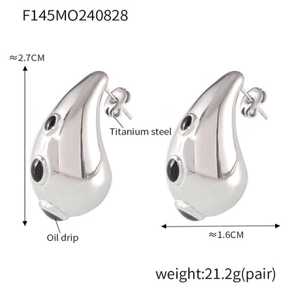 Elegant Teardrop Zircon Earrings – Stainless Steel Enamel, Pearl & Rhinestone Collection | Hypoallergenic Fashion Jewelry