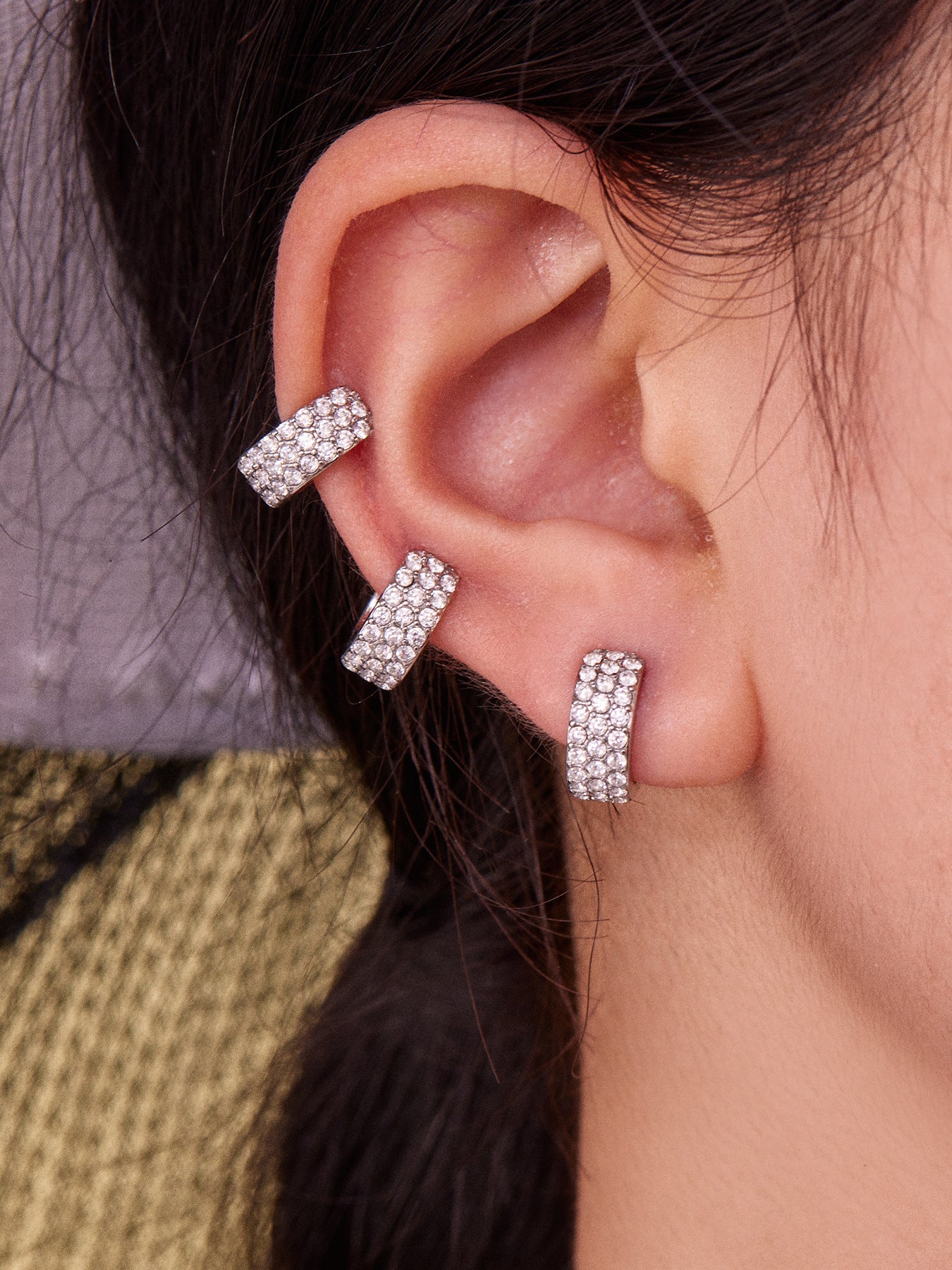 Stainless Steel Zircon Ear Cuff | Gold / Silver Single Clip-On Earring