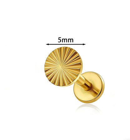 ASTM F136 Titanium Sun Threadless Labret Stud – Push Pin Flat Back Cartilage & Lip Piercing