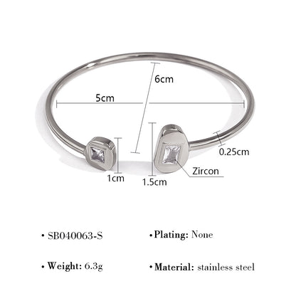 Zircon Open Elastic Bangle – 18K Gold-Plated Titanium Steel Jewelry