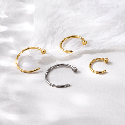 G23/F136 Titanium C-Shaped Nose Hoop Ring for Cartilage Piercing | Hypoallergenic Body Jewelry