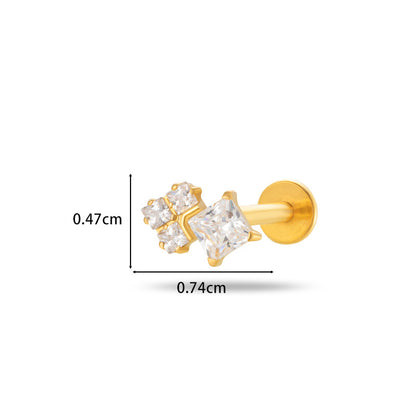 G23/F136 Titanium Flower Flat Back Labret Stud – 9 Designs | Hypoallergenic Cartilage Piercing Jewelry