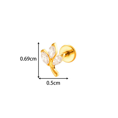 G23/F136 Titanium Internally Threaded Flat Back Lip Studs Cactus Star Flower Piercing Jewelry – Hypoallergenic Cartilage Earrings for Daily & Professional Use