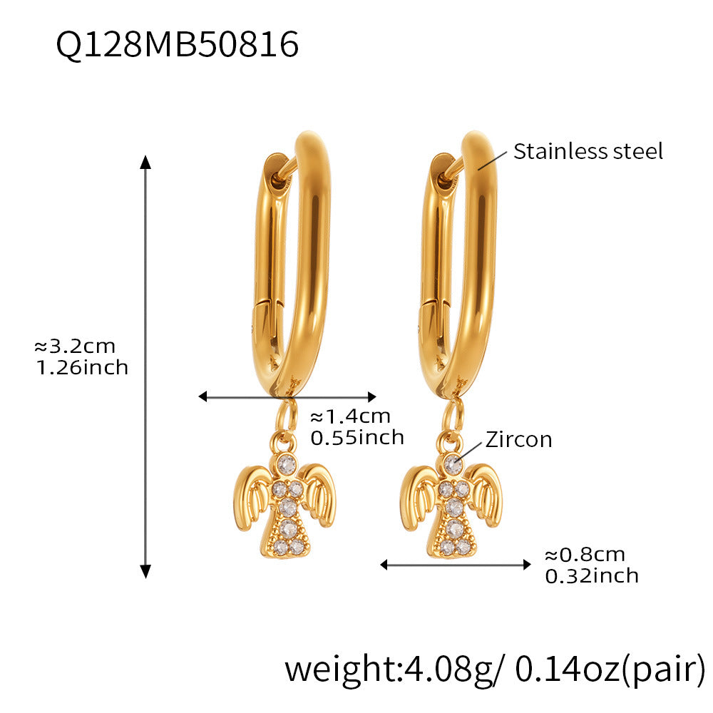 Stainless Steel Zircon Bird Pendant Layered Earrings Set | Trendy Dangle Hoop Earrings | Hypoallergenic Fashion Jewelry for Women