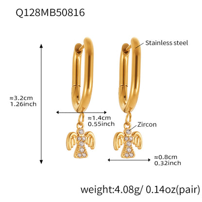 Stainless Steel Zircon Bird Pendant Layered Earrings Set | Trendy Dangle Hoop Earrings | Hypoallergenic Fashion Jewelry for Women