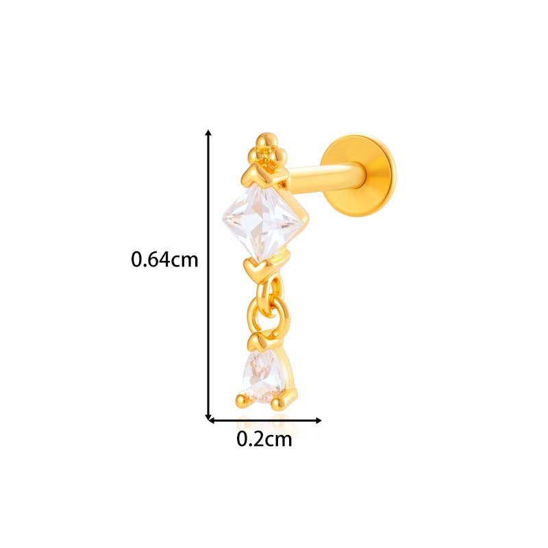 Titanium Internally Threaded  CZ Cartilage Stud – Hypoallergenic Piercing Jewelry