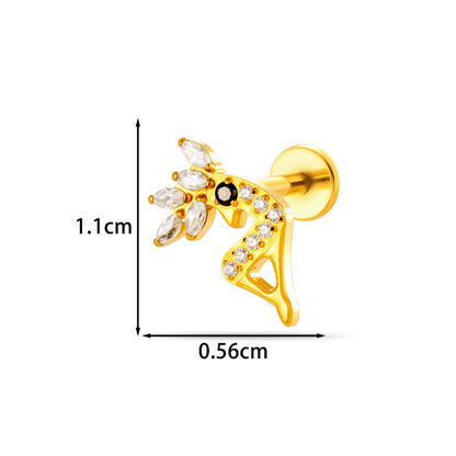 Implant Grade G23 ASTM F136 Titanium Micro CZ Flat Back Cartilage Stud | Internal Thread 16G Helix Tragus Earring