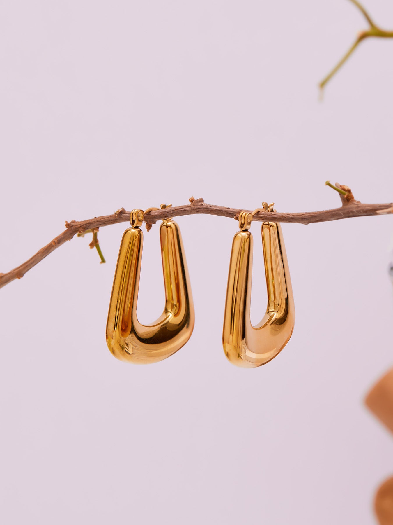 Geometric U-Shaped Stainless Steel Hoop Earrings Set | Modern Minimalist Fashion Jewelry
