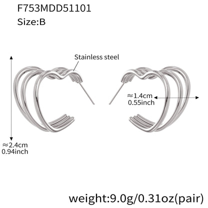 Twisted Multi-Strand Stainless Steel Hoop Earrings – Modern Geometric Fashion Jewelry Set