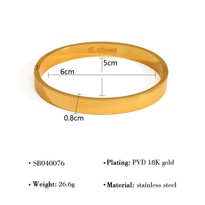 Geometric Polished Surface Couple Open Clasp Bangle – 18K Gold-Plated Titanium Steel Jewelry