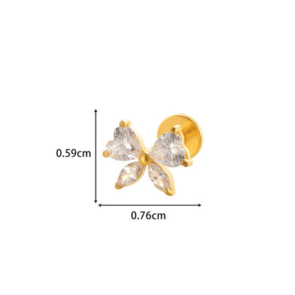 F136 Titanium Internally Threaded CZ Cartilage Stud Earrings – Flat Back Piercing Jewelry
