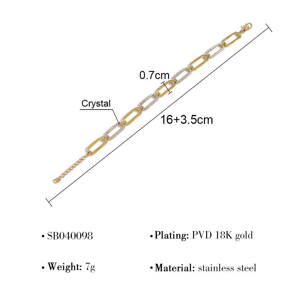 18K Gold Plated Stainless Steel Crystal Bracelet – Heart, Rectangle, Oval & Infinity Shapes