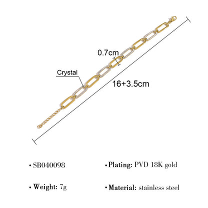 18K Gold Plated Stainless Steel Crystal Bracelet – Heart, Rectangle, Oval & Infinity Shapes
