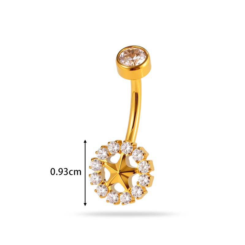 G23/F136 Titanium Flower CZ Internally Threaded Belly Button Ring – Stylish Navel Piercing Jewelry