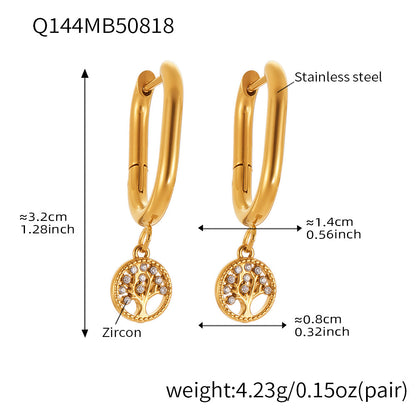 Stainless Steel Zircon Hoop Earrings Set – Creative Fashion Huggie Hoop Dangle Earrings | High-Quality Plated Jewelry